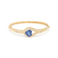 BOODLE & DUNTHORNE, YELLOW GOLD, SAPPHIRE, AND DIAMOND BANGLE BRACELET