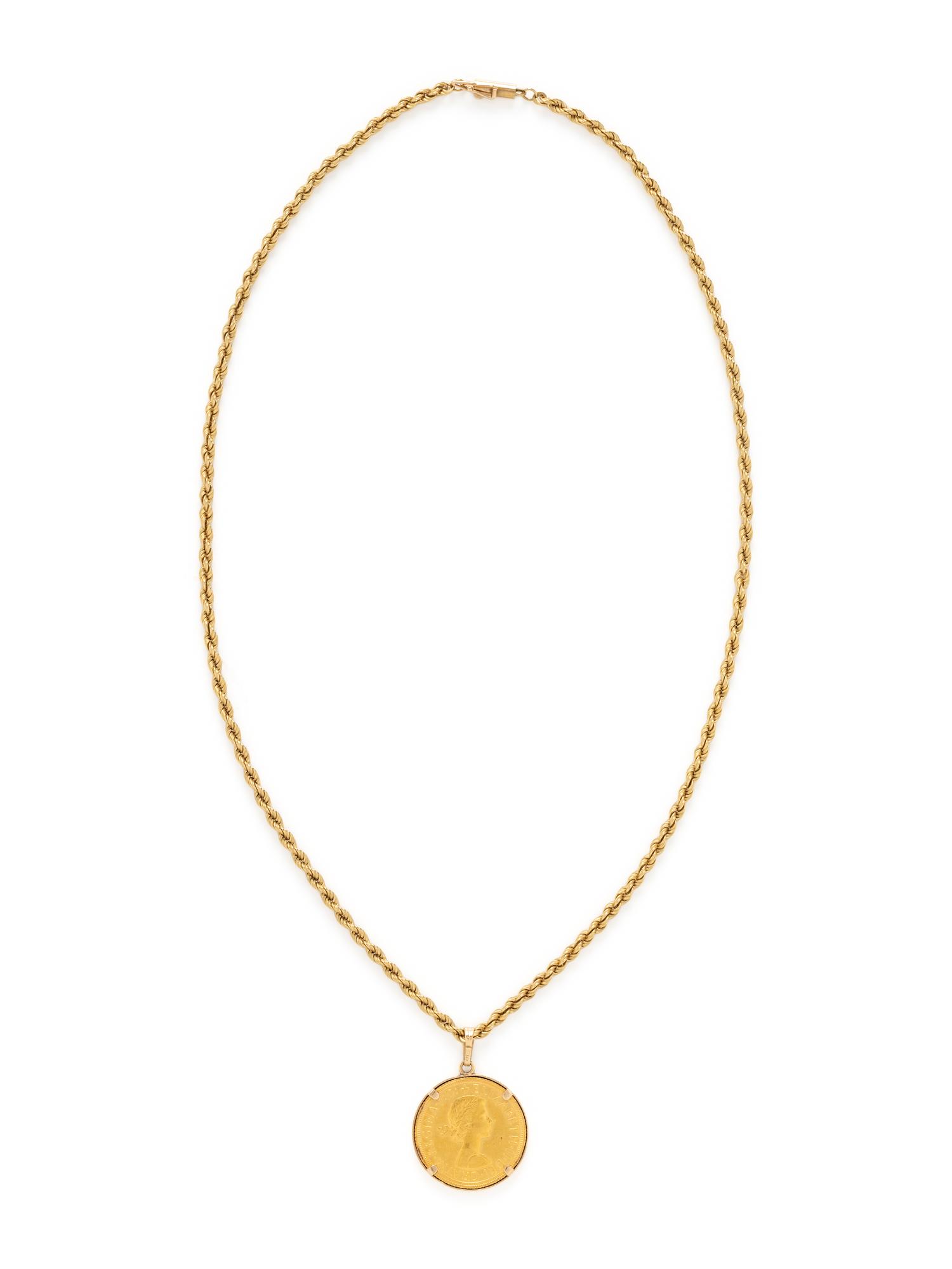 YELLOW GOLD NECKLACE WITH TWO PENDANTS