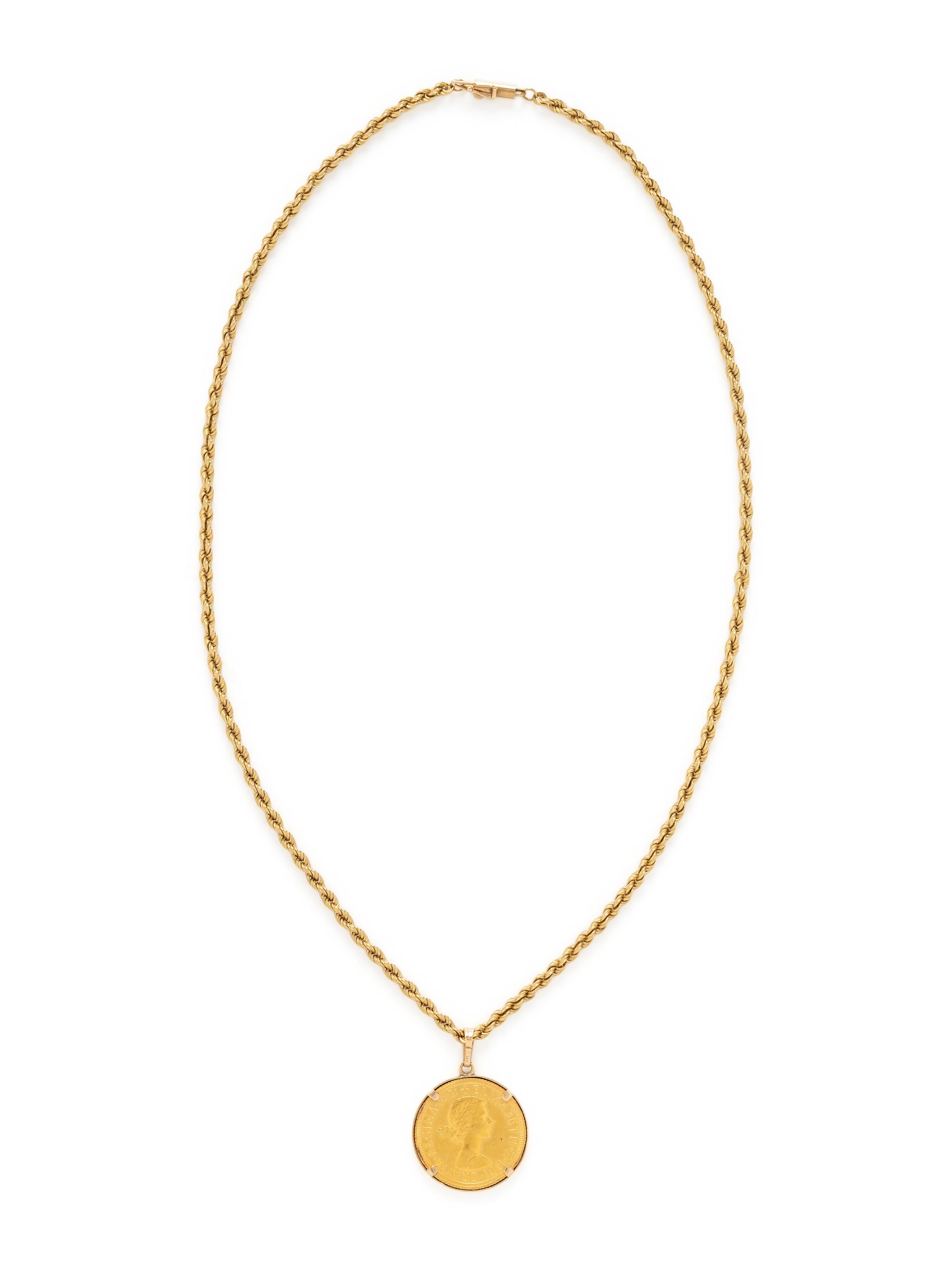 YELLOW GOLD NECKLACE WITH TWO PENDANTS