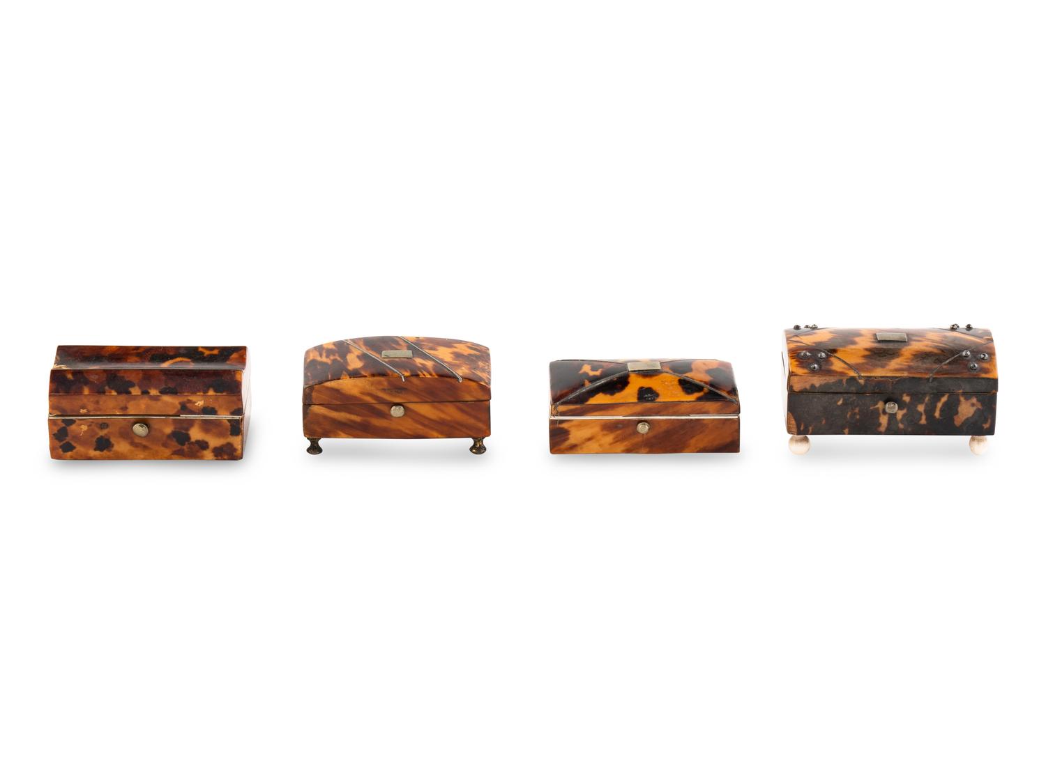 Four English Tortoise Shell Snuff Boxes