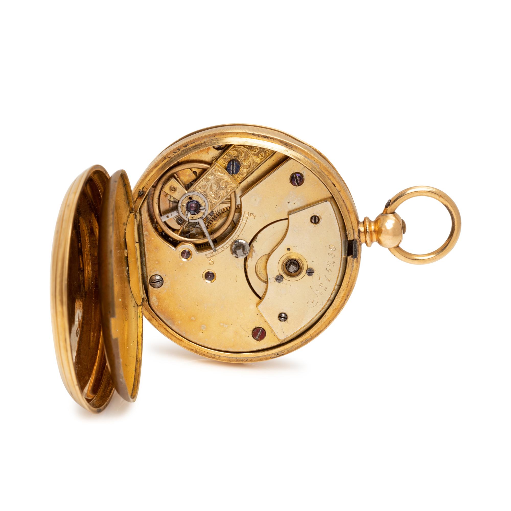 18K YELLOW GOLD OPEN FACE POCKET WATCH