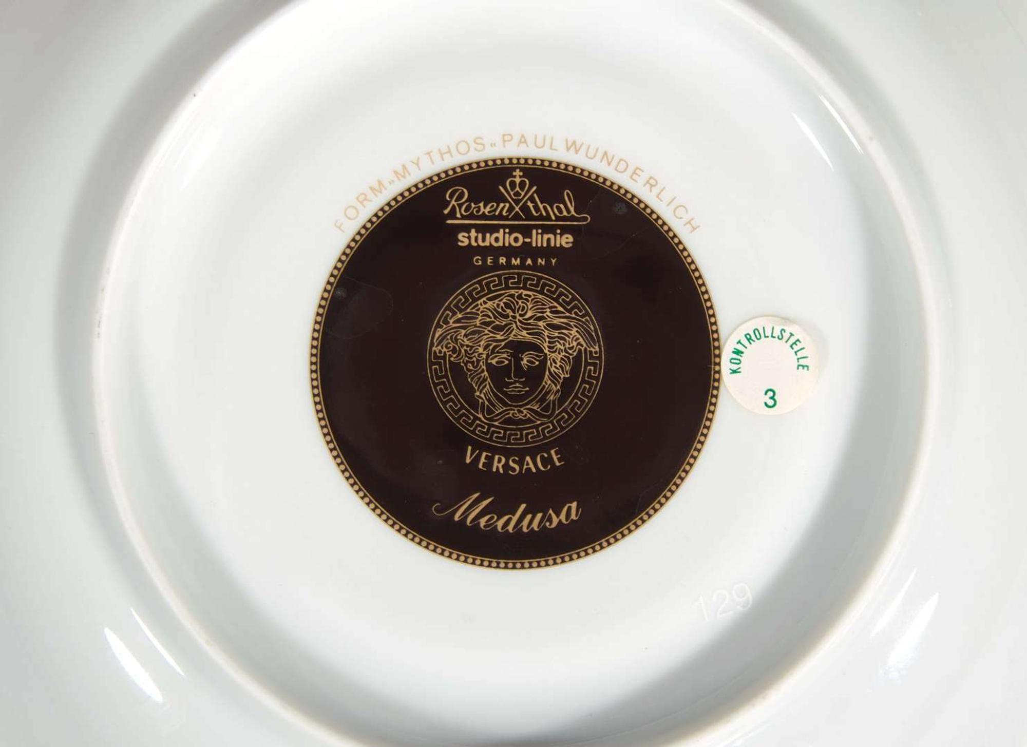 A Versace enameled porcelain part dinner service in the "Medusa" pattern, produced by Rosenthal Studio Line, Germany, modern