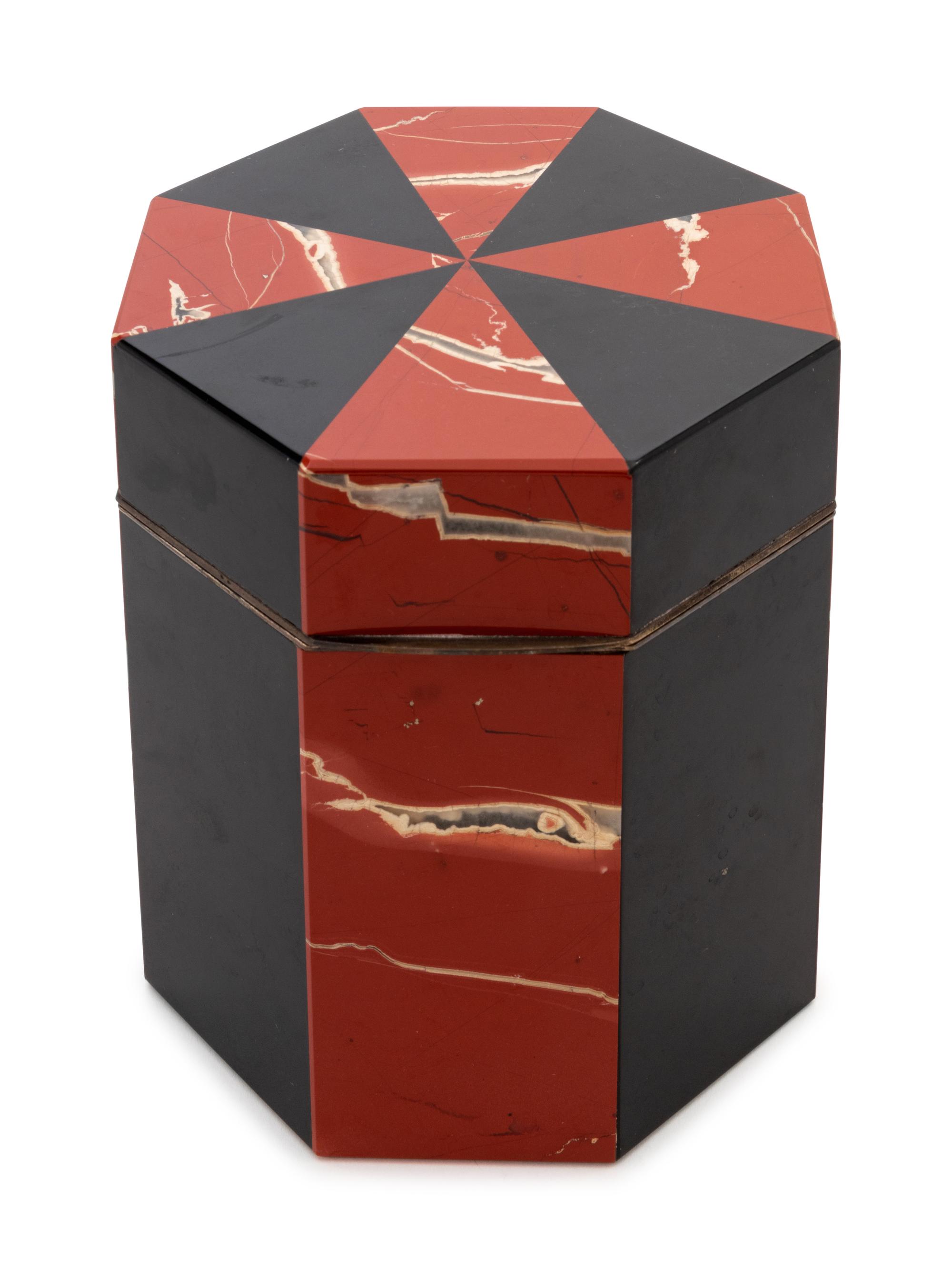 An Italian Hardstone Veneered Table Casket