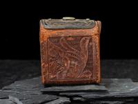 Western Tooled Leather Box, with Navajo Silver and Turquoise Concha