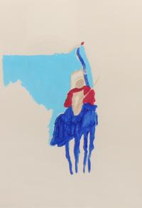 Fritz Scholder, (American, 1937-2005), Indian on Horse with Staff