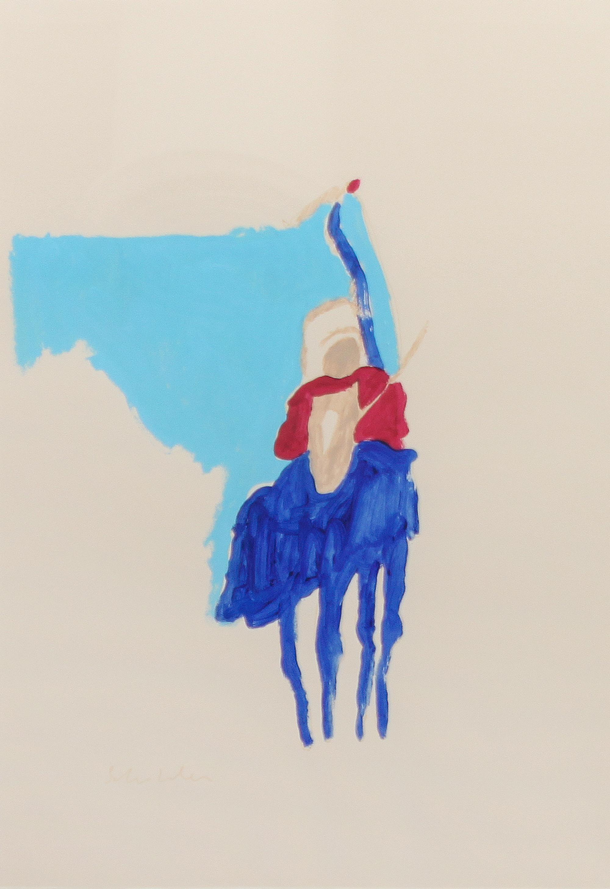 Fritz Scholder, (American, 1937-2005), Indian on Horse with Staff