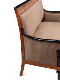 A Pair of Louis Philippe Style Part Ebonized Burlwood Settees