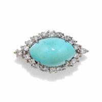 TURQUOISE AND DIAMOND BROOCH
