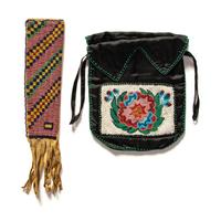 Great Lakes Beaded Pouch AND Sioux Beaded Hide Knife Sheath