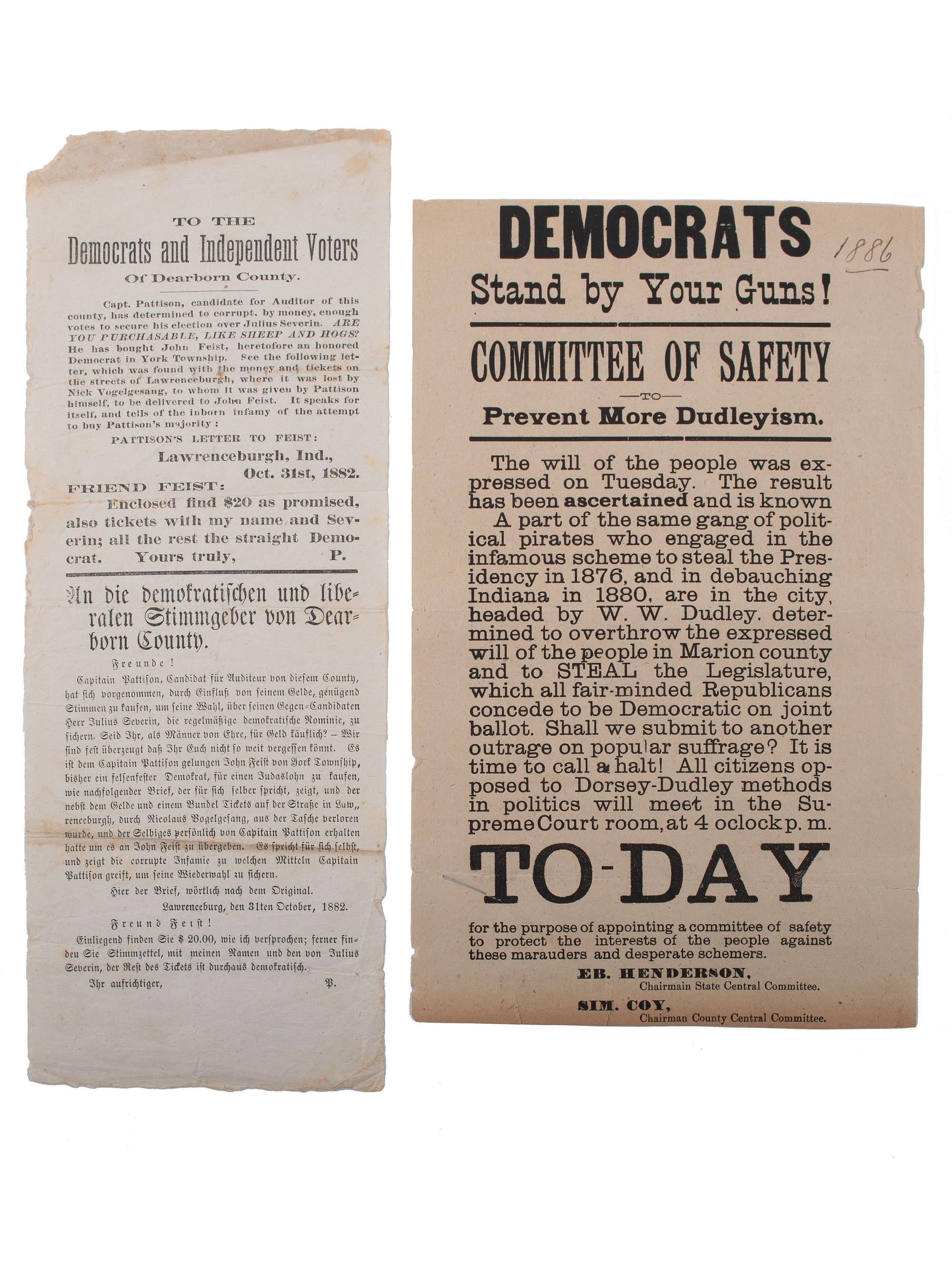 [TAMMANY HALL]. Broadsides and ephemera from the 19th-century Democratic Party, incl. Tammany Hall.