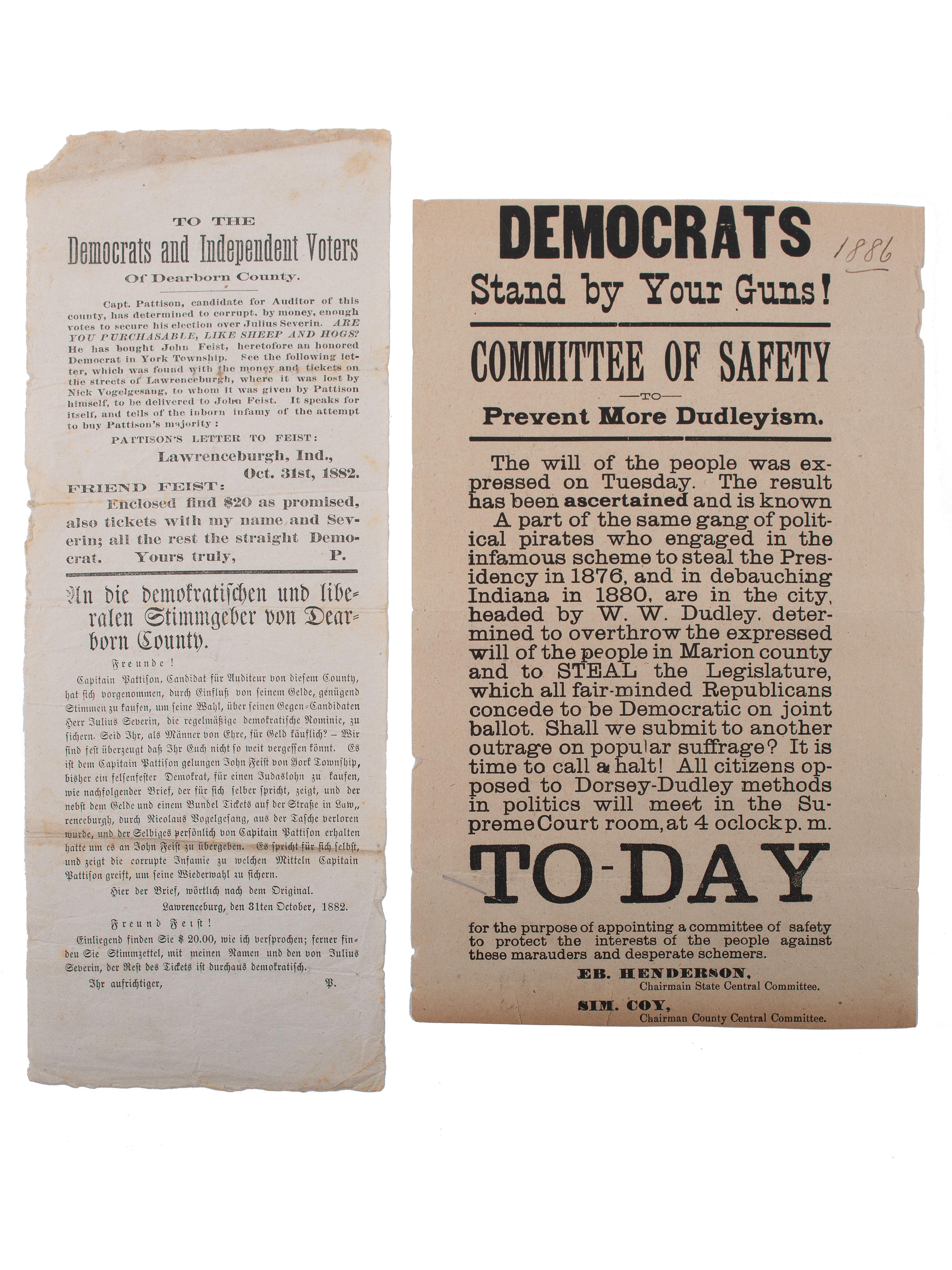 [TAMMANY HALL]. Broadsides and ephemera from the 19th-century Democratic Party, incl. Tammany Hall.