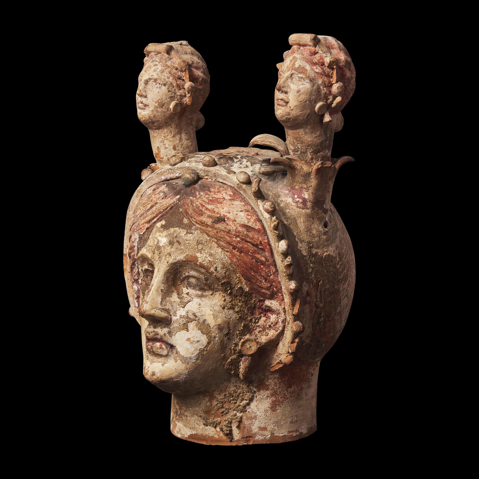 A Canosan Painted Terracotta Votive Vessel