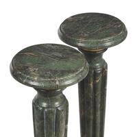 A Pair of Gilt Metal and Green Marble Pedestals