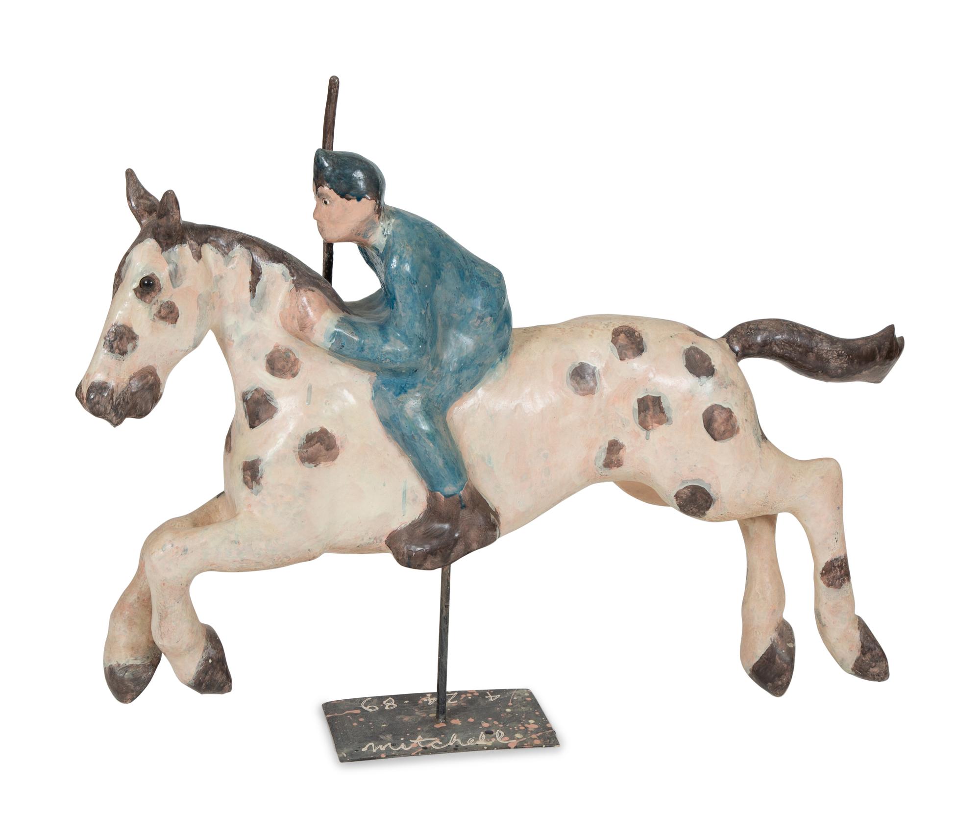 An American Folk Art Carved and Painted Horse and Rider