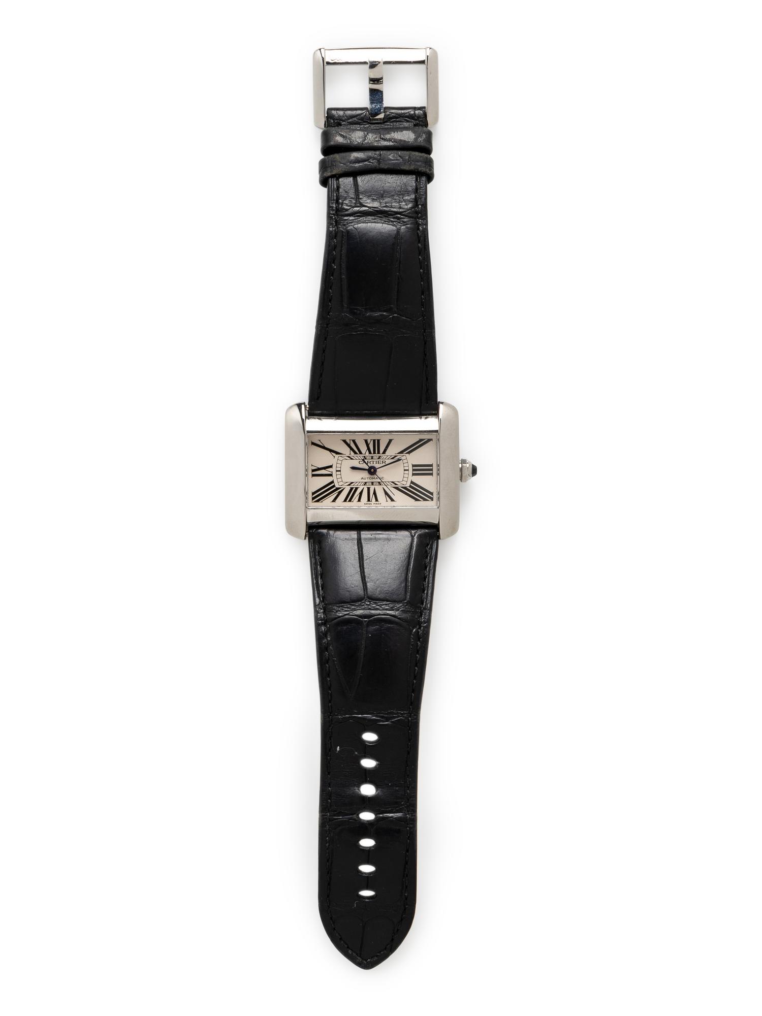 CARTIER, REF. 2612 STAINLESS STEEL 'DIVAN' WATCH WITH CARTIER BUCKLE