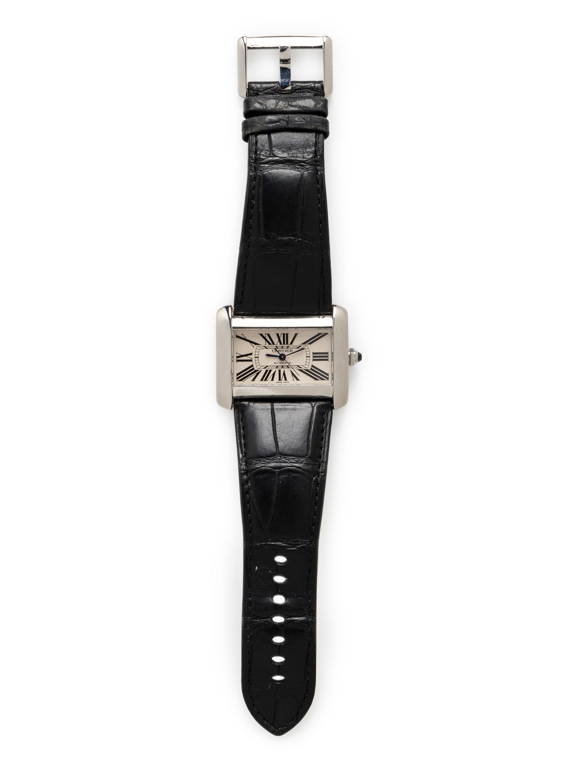 CARTIER, REF. 2612 STAINLESS STEEL 'DIVAN' WATCH WITH CARTIER BUCKLE