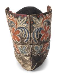 Huron Black-tanned Quilled Moccasin, Single