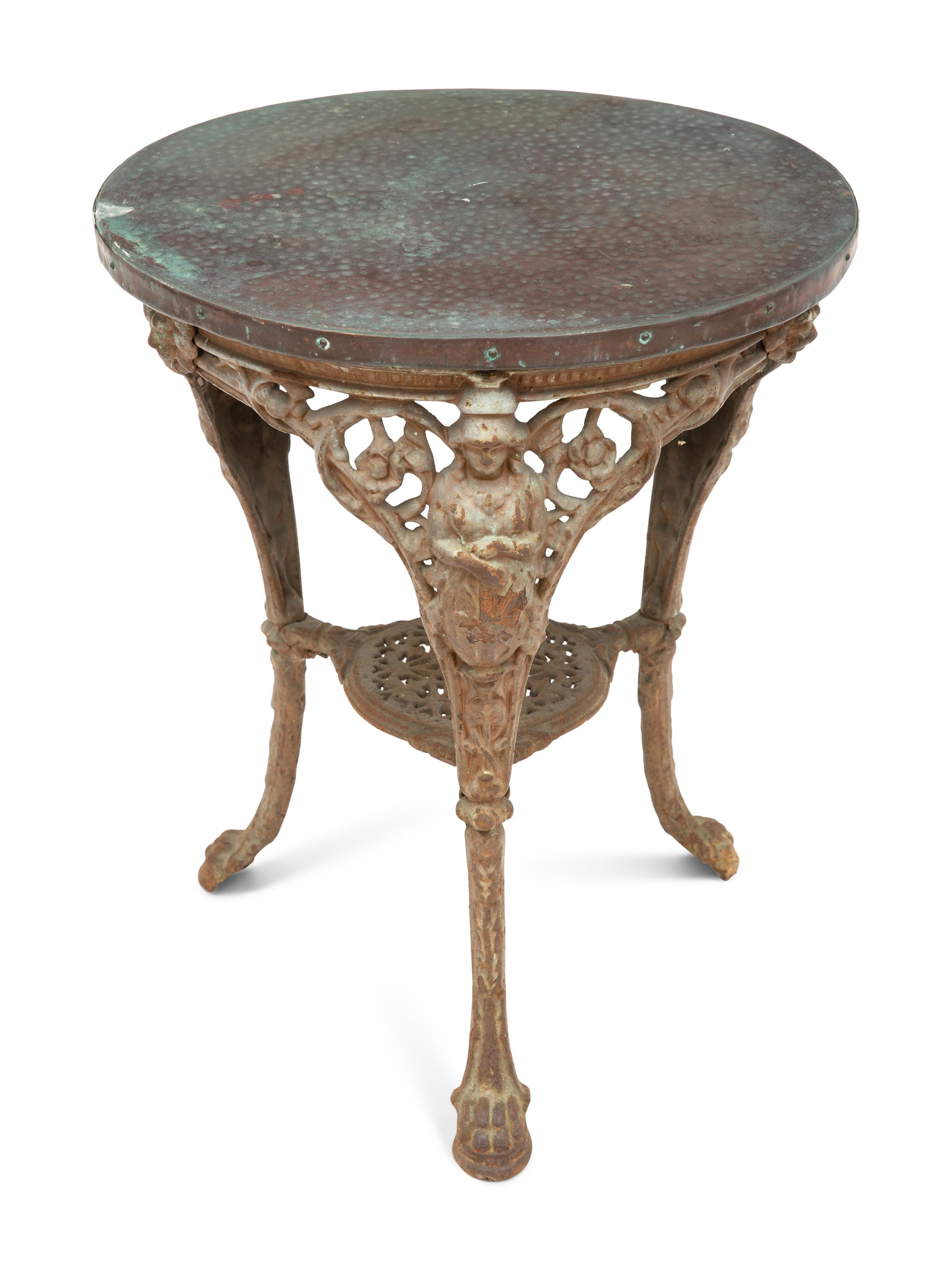A Victorian Cast Iron and Copper-Top Side Table