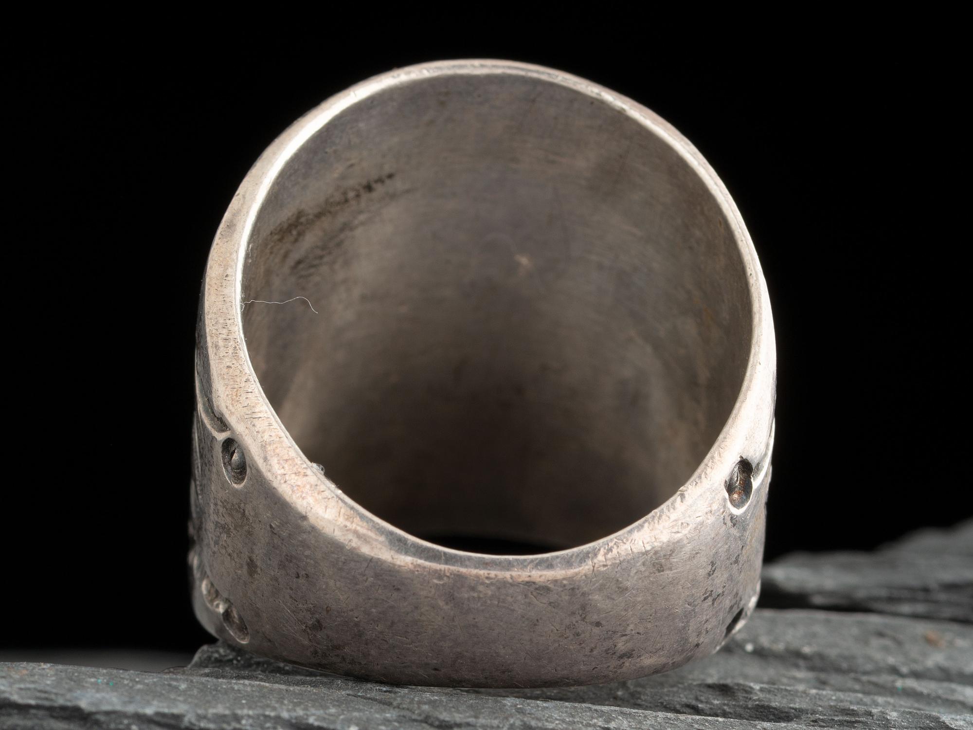 Navajo Stamped Ingot and Turquoise Ring