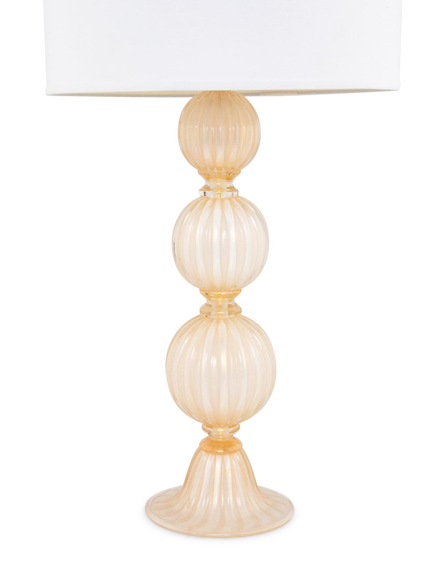 A Pair of Italian Glass Table Lamps