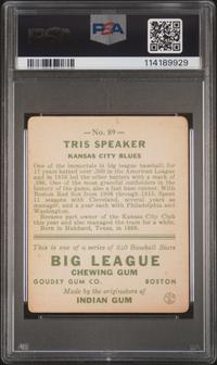 A 1933 Goudey Tris Speaker Baseball Card No. 89 (PSA 2 GOOD)