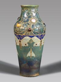 Amphora Grès-Bijou Vase with Moths and Spiderwebs