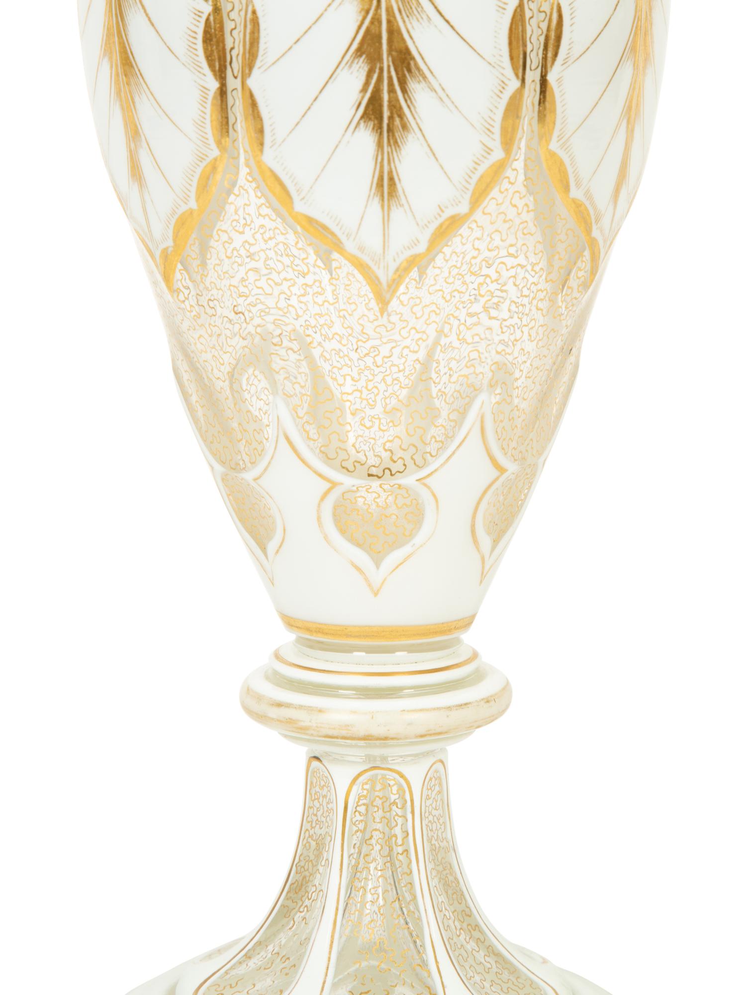 A Bohemian White Overlay Flashed Glass Vase — 19TH/20TH CENTURY