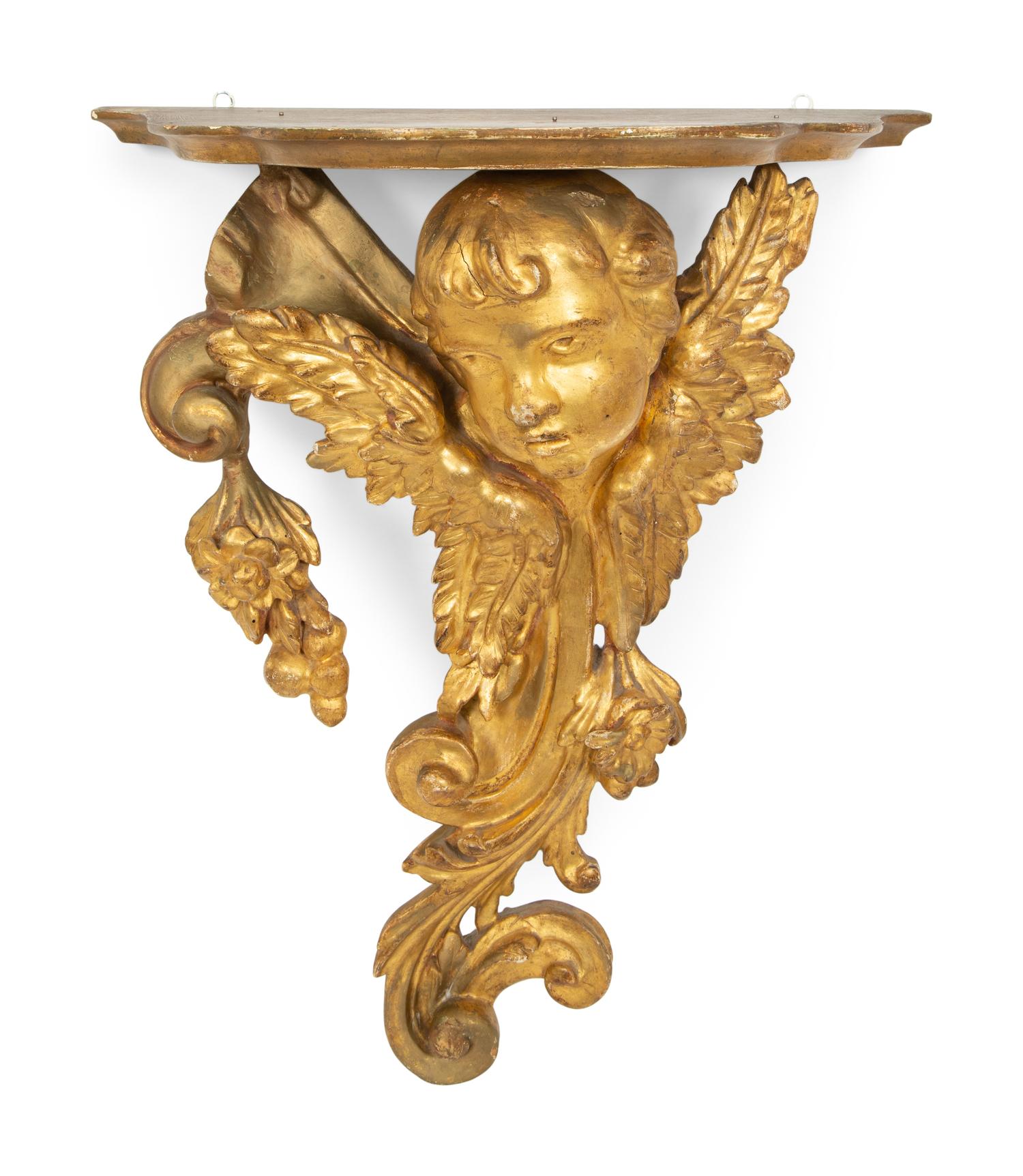 A Pair of Italian Giltwood Wall Brackets