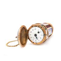 YELLOW GOLD AND ENAMEL MINARET WATCH