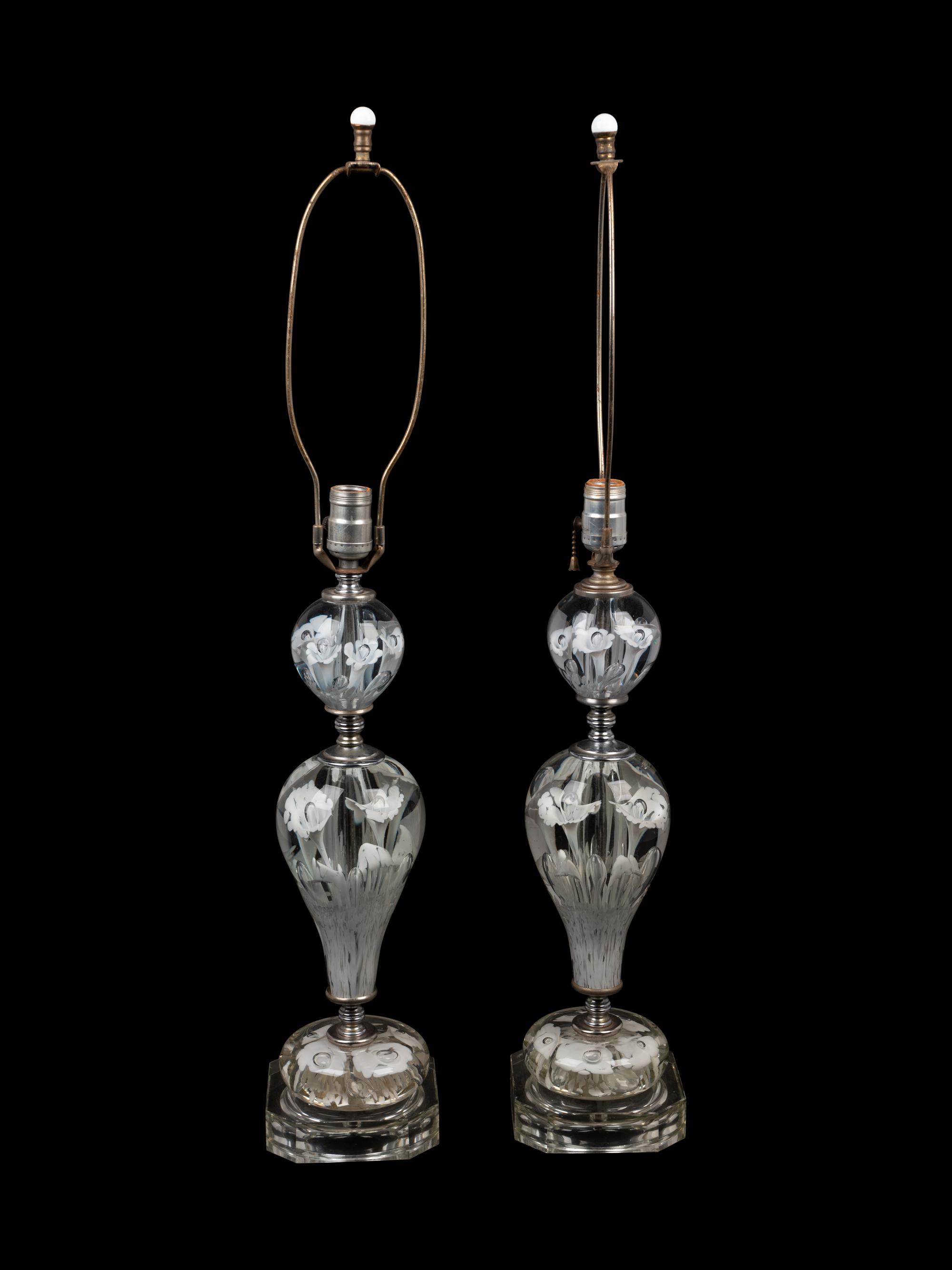 A Pair of St. Clair Paperweight Table Lamps