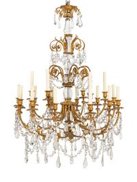 A Louis XV Style Gilt Bronze and Glass Eighteen-Light Chandelier