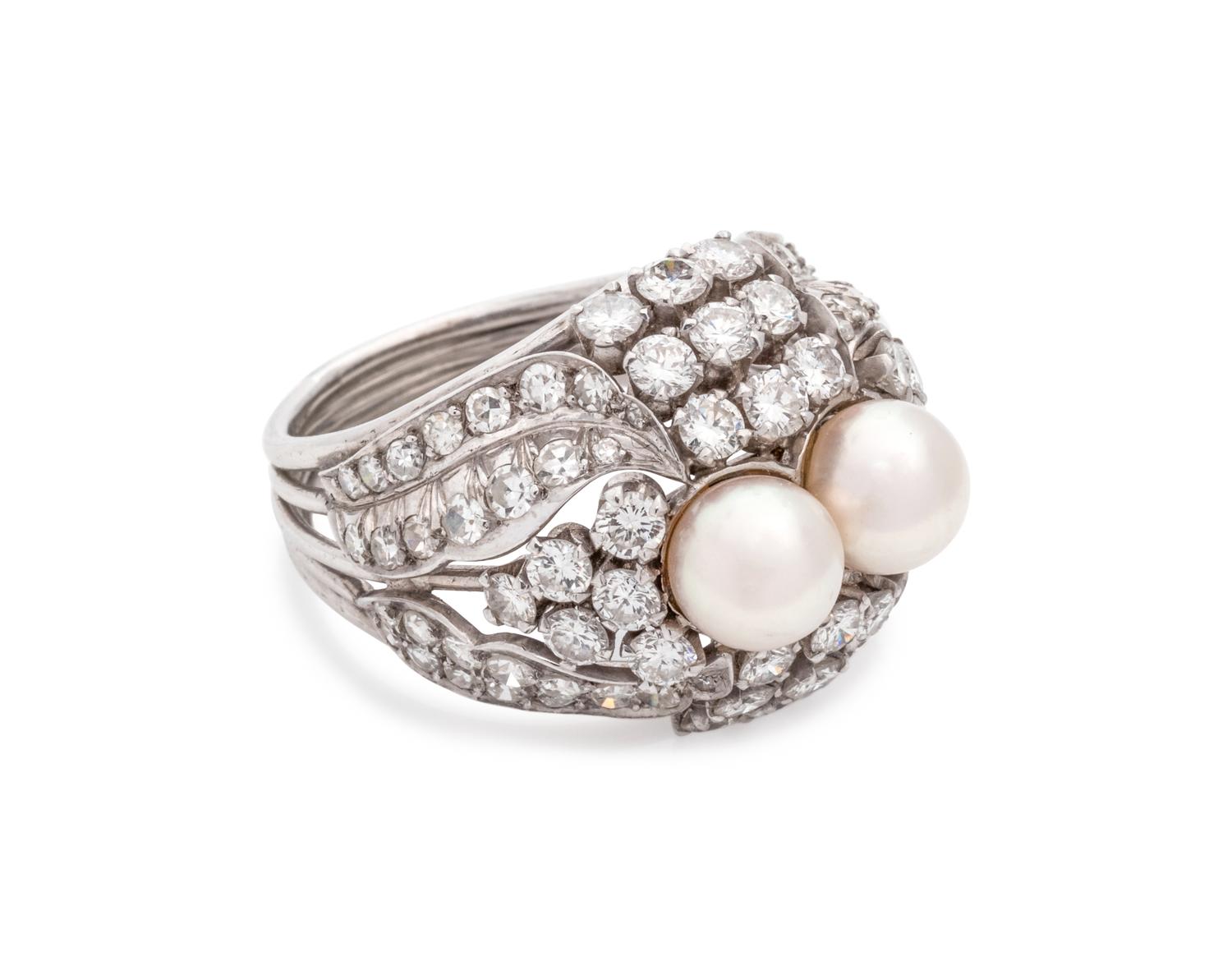 CULTURED PEARL AND DIAMOND RING