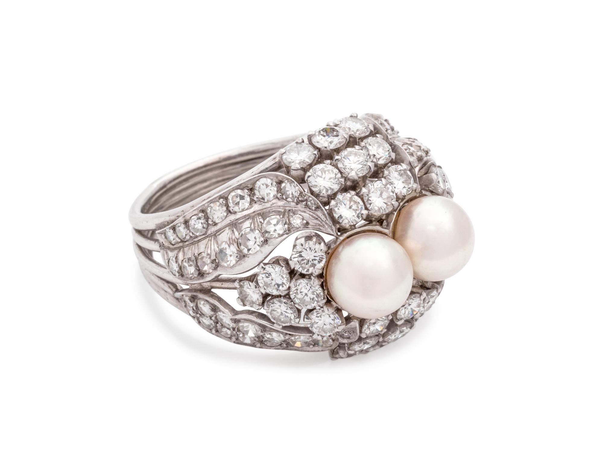 CULTURED PEARL AND DIAMOND RING