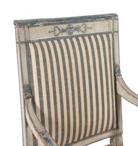 A Pair of Directoire White and Blue Painted Fauteuils