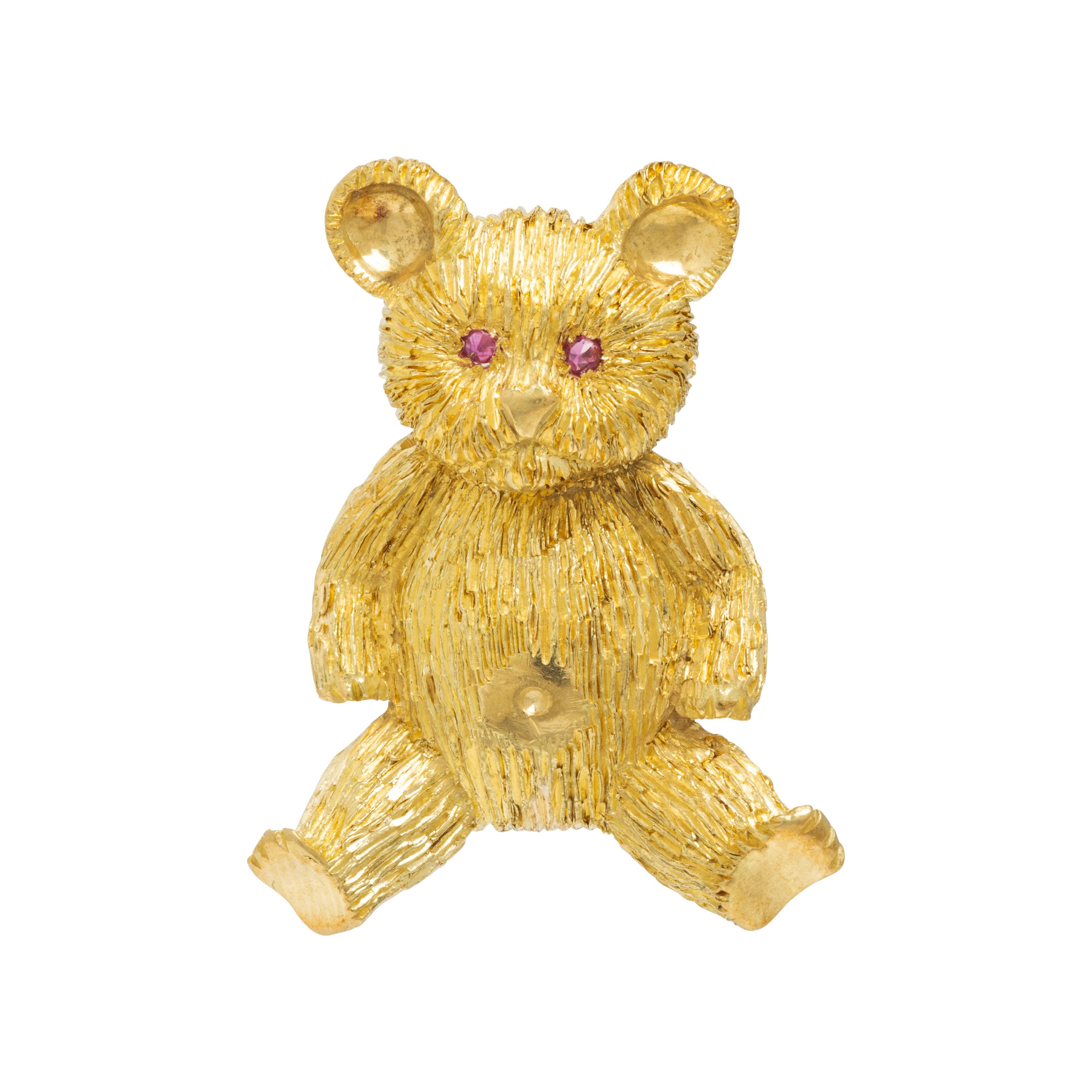 Maurice Guyot, Yellow Gold and Ruby Teddy Bear Brooch