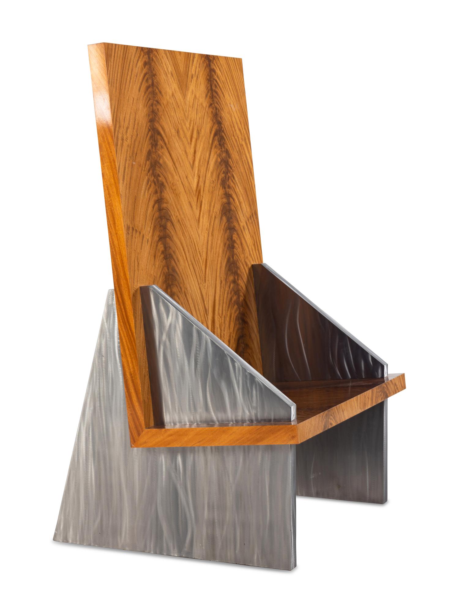 A Contemporary Wood and Steel Chair