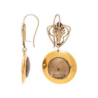 GOLD SCARAB EARRINGS AND AMETHYST RING