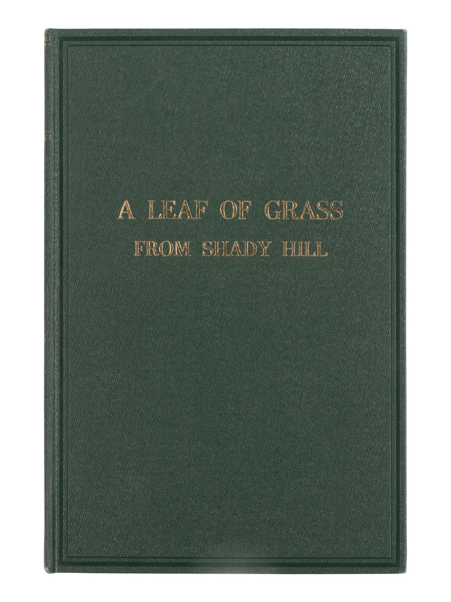[LEAF BOOK]. -- [WHITMAN, Walt (1819-1892)]. A Leaf of Grass From Shady Hill. With a Review of Walt Whitman's Leaves of Grass. Written by Charles Eliot Norton in 1855; And, with a leaf from the first printing of Leaves of Grass, published in Brooklyn in 1855 . Cambridge: Kenneth Murdock at the Harvard University Press, 1928.