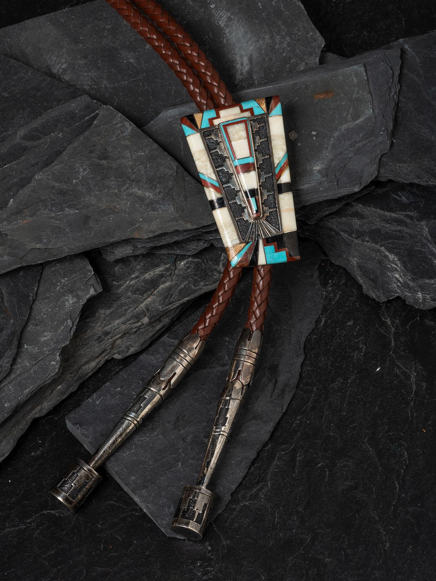 Inlaid Sterling Silver Bolo Tie