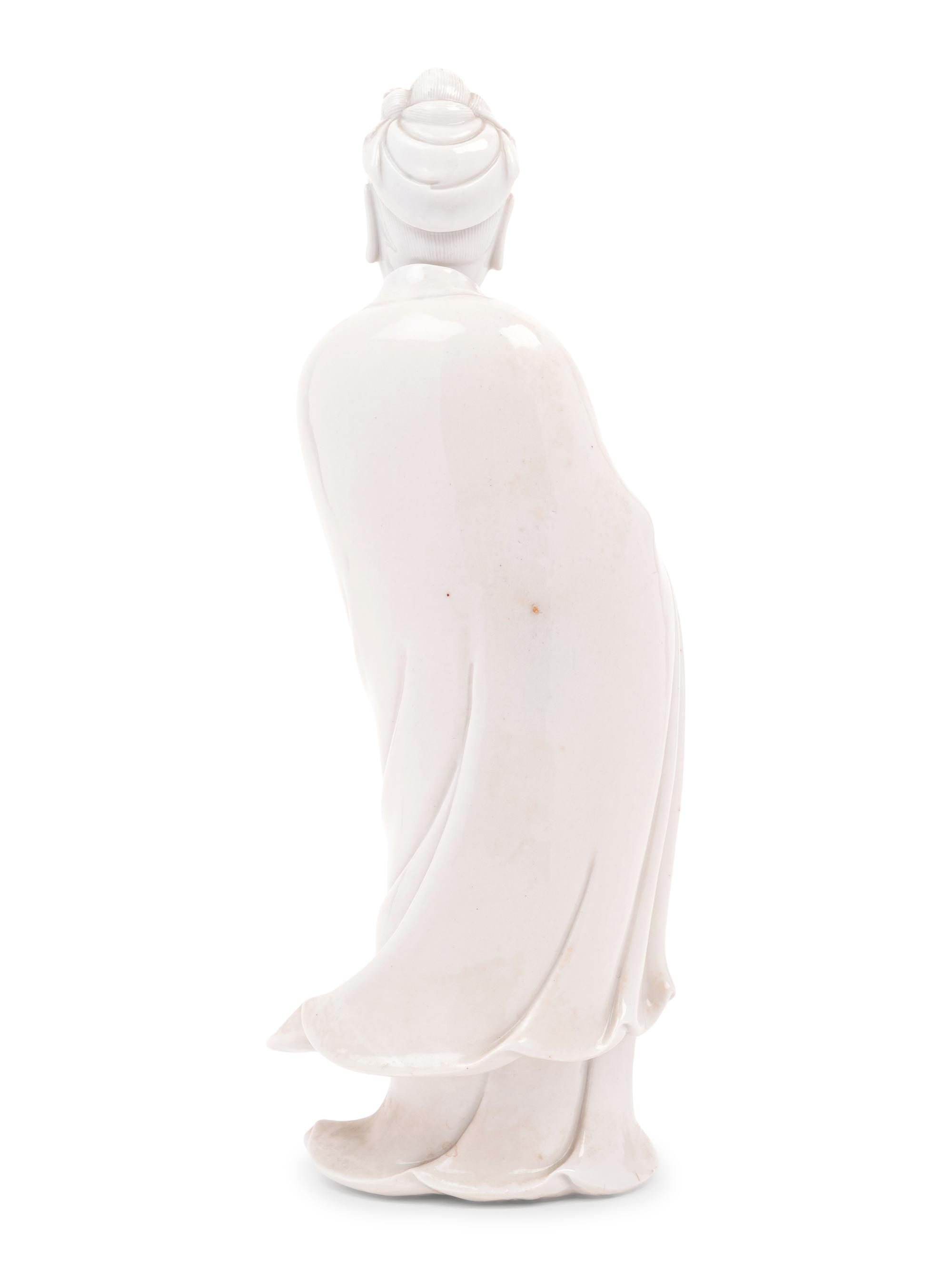 A Chinese Blanc-de-Chine Porcelain Figure of Guanyin