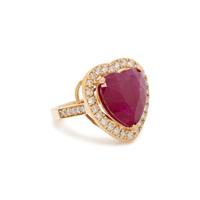 RUBY AND DIAMOND HEART RING