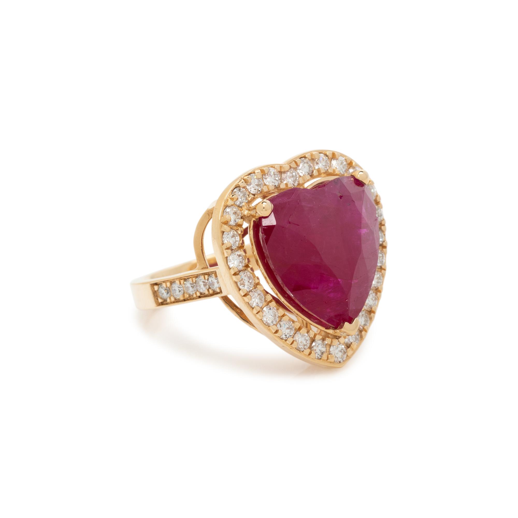 RUBY AND DIAMOND HEART RING