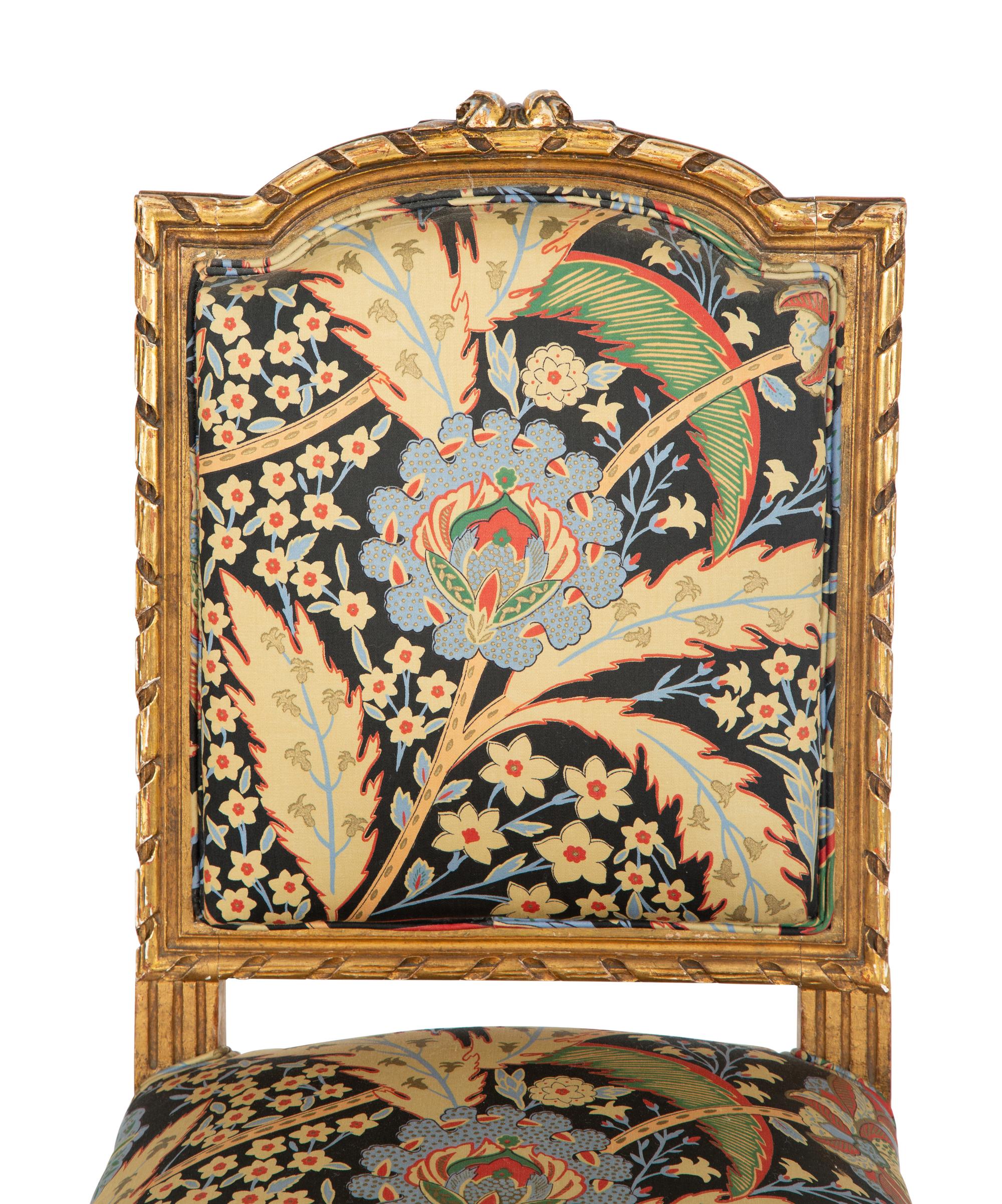 A Louis XVI Style Giltwood Side Chair