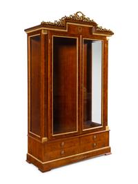 An Empire Style Gilt Metal Mounted Vitrine Cabinet