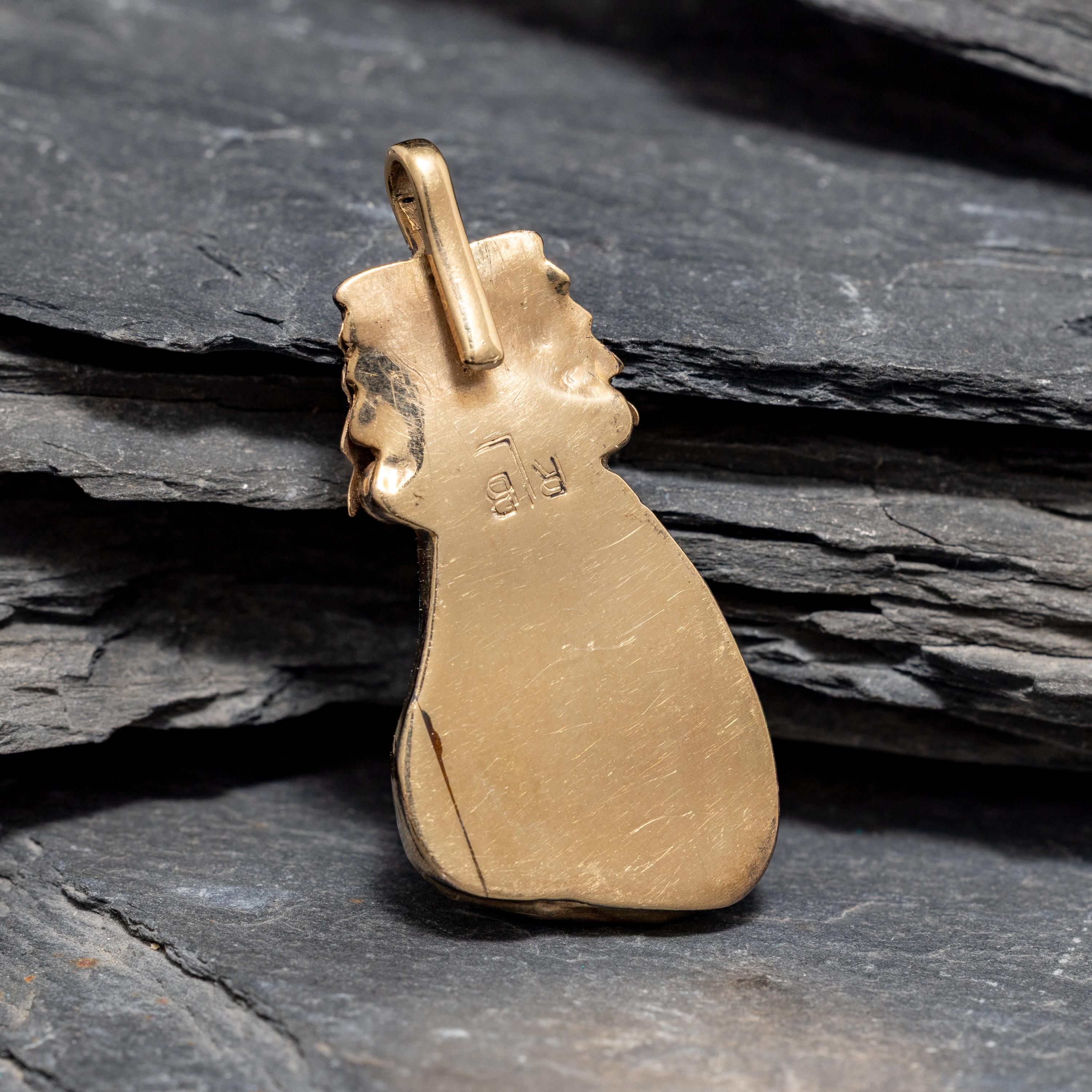 Robert and Bernice Leekya (Zuni, b. 1934 / 1930s) — 14K Gold and Kingman Turquoise Pendant