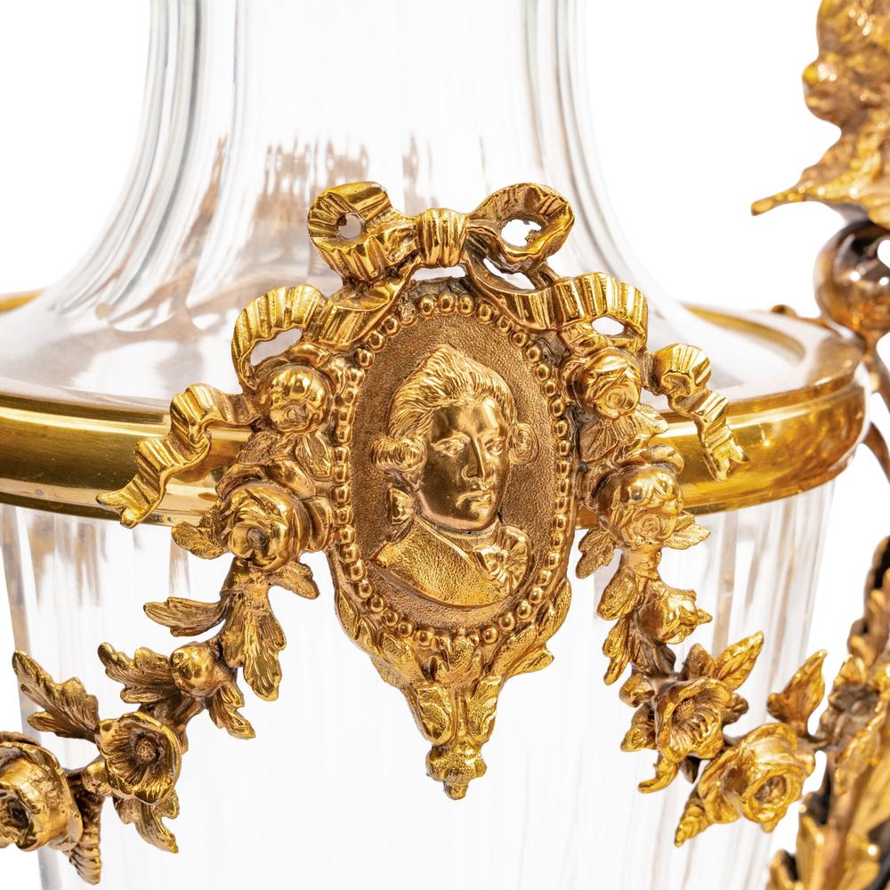 A Pair of Baccarat Gilt Bronze Mounted Glass Urns