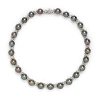 CULTURED TAHITIAN PEARL AND DIAMOND NECKLACE