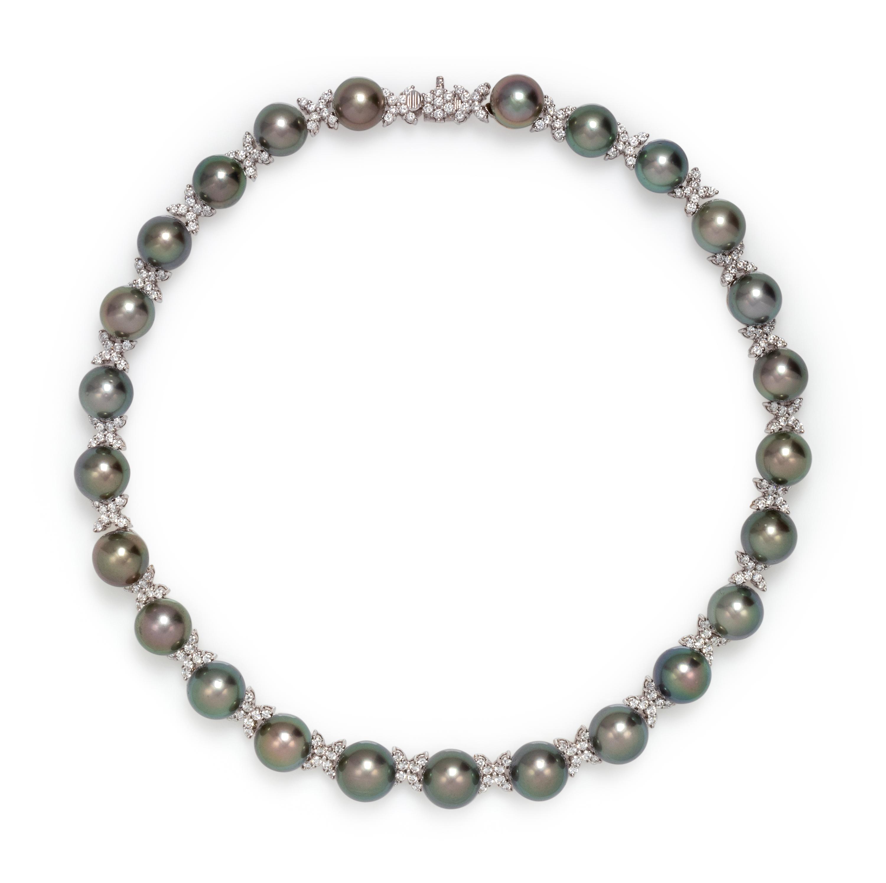 CULTURED TAHITIAN PEARL AND DIAMOND NECKLACE