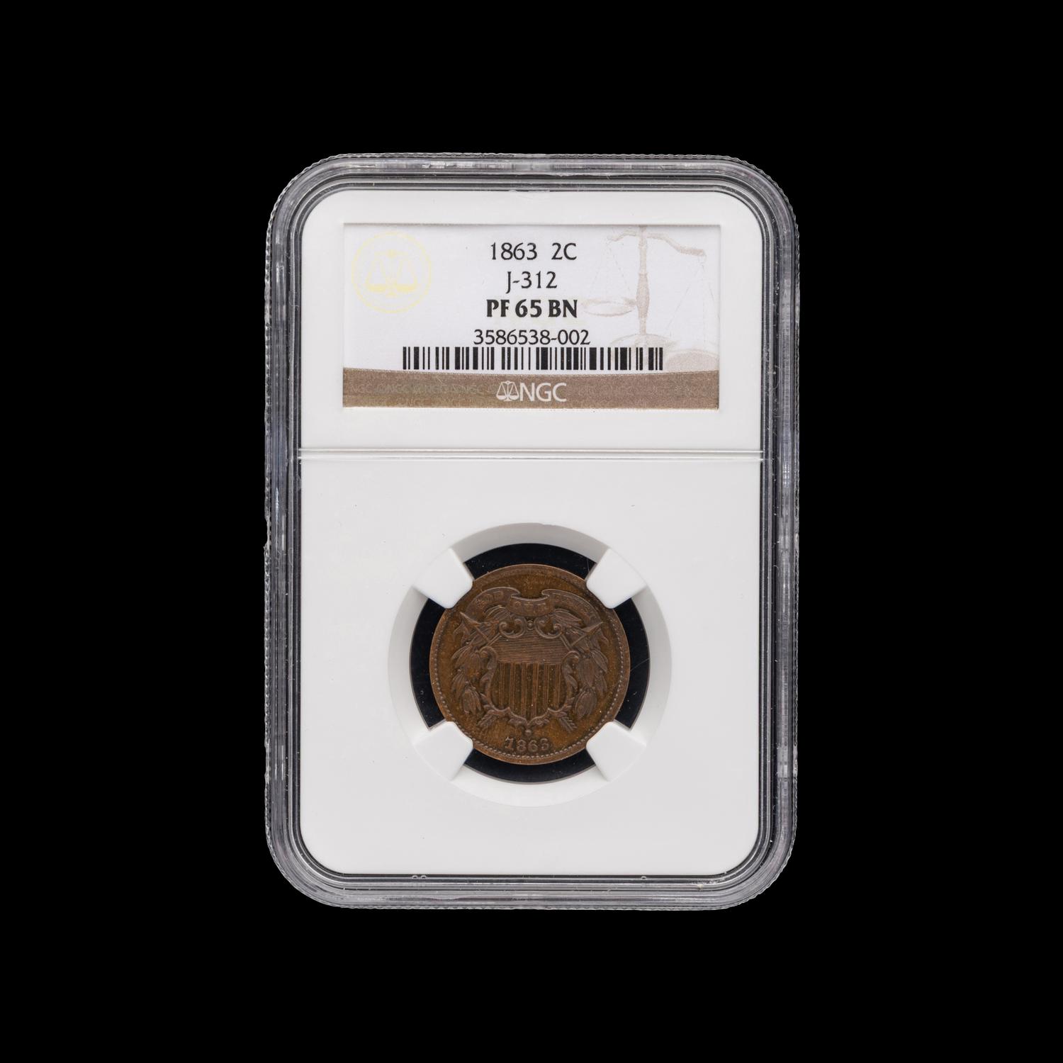 [PATTERN COINS] An 1863 2c Proof [J-312; NGC PF 65BN]