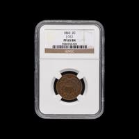 [PATTERN COINS] An 1863 2c Proof [J-312; NGC PF 65BN]